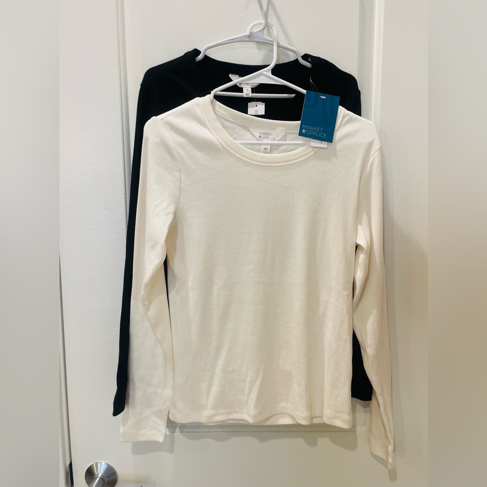 NEW…MARKET & SPRUCE 2 Pack Pearl Cotton Rib Long Sleeve Tee - Picture 4 of 5